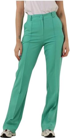 Est'seven Groene Broeken voor Vrouwen - Dames - Straight fit broeken - Groen - S - Broeken