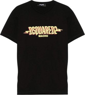 Dsquared2 DSquared2 Heren Macho Logo Gewassen Cool Fit T-shirt (Zwart)
