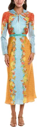 Saloni Saloni Claudia Crackle Stamped Silk Mini Dress