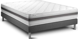 VITALIT Base Tapizada Gris + Colch&oacute;n Con Espuma Viscoel&aacute;stica 140 X 190