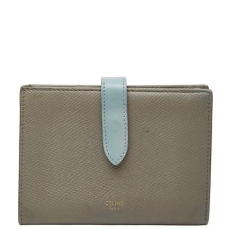 Celine Beige Blue Leather Wallet (Bi-Fold) (Pre-Owned)