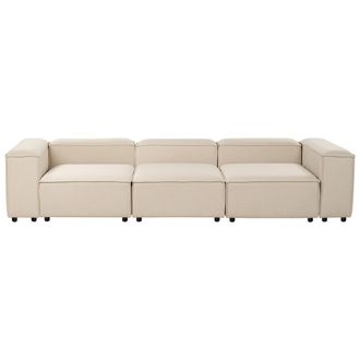 Beliani Sof&aacute; Modular 3 Plazas Moderno Patas Negras Tapizado Tela Poli&eacute;ster Beige Ardal