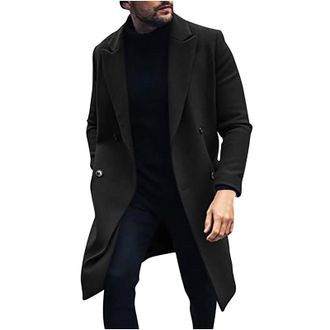 Generic trench coat men waterproof Thick Mid-Length Peacoat Heavyweight Winter Windbreaker Stylish Casual Business Thick Warm Long Dress Coat with Notch Lapel