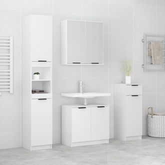 vidaXL Vidaxl - Juego De Muebles De Ba&ntilde;o 4 Piezas Madera Contrachapada Blanco