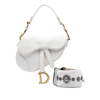 Dior Pre-owned Dior Mini Oblique Embroidered Canvas Saddle Bag Ladies NU9PV12K5FC9LBN0
