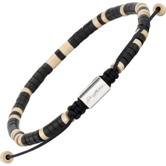 Jan Leslie Black Agate Beaded Sterling Silver Bracelet With Black Pull Cord at Nordstrom