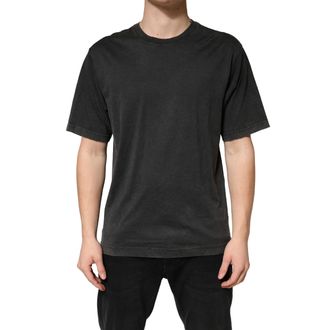 Dolce & Gabbana Black Cotton Crewneck Short Sleeve Mens T-Shirt