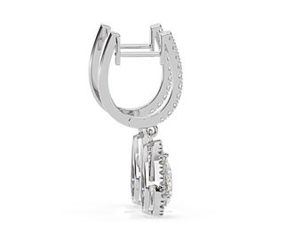 The Diamond Store Diana Pear Lab Diamond Halo Drop Earrings 2.60ct in 18K White Gold F/VS1