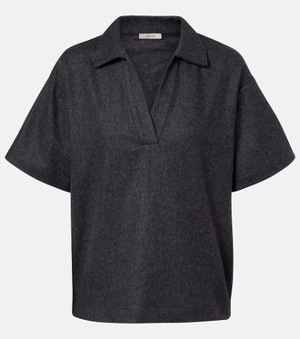 Asceno Modena wool and cashmere flannel polo shirt