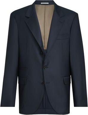 Brunello Cucinelli Super 150s virgin wool four season batavia twill blazer in Navy Blue at Nordstrom, Size 52 It