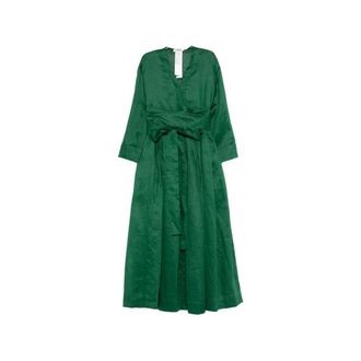 Max Mara Camilla V-neck Tie Dress - Dames - Casual kleedjes - Groen - L - Kleedjes
