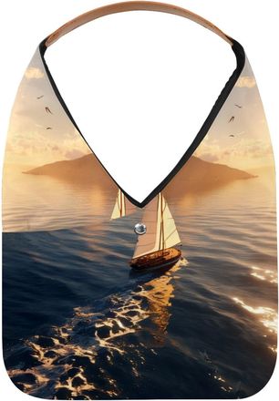 Generic Sailboat Sunset View Reusable Lightweight Grocery Bags - Foldable Into Compact Pouch, Washable & Sturdy, Multipurpose for Shopping and Travel