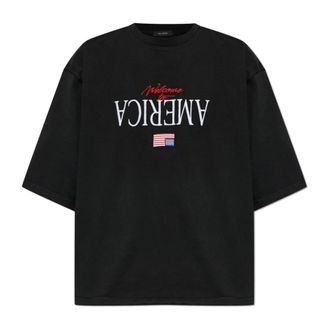 Willy Chavarria T-Shirts, male, Black, Size: S Welcome To America Buffalo Tee