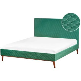Beliani Beliani - Letto Imbottito Verde Scuro Testiera Imbottita a Doghe 160 x 200 cm Bayonne