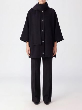 Pinko Relaxed Fit Wool-Blend Short Coat with Scarf Collar