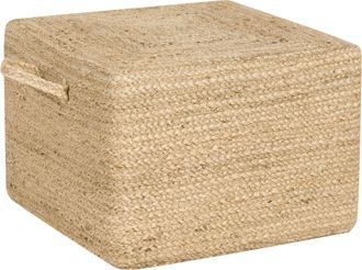 Beliani Puf De Yute Natural Beige 45 X 45 Cm Otomana Relleno Eps Asas Accesorio Dhadar