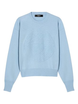 Versace Medusa-motif sweater - women - Wool/Cashmere - 44 - Blue