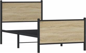 vidaXL Metal Bed Frame without Mattress Sonoma Oak 90x200 cm Vidaxl