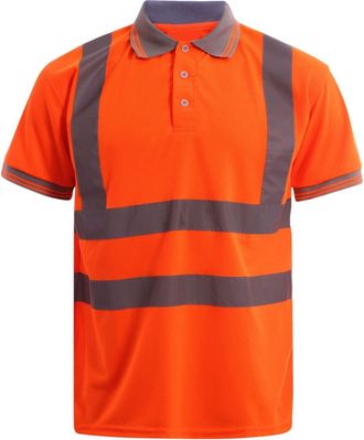Generic JMA Trading HI VIZ Visibility Polo T Shirt Reflective Tape Safety HIGH VIS Security Work TOP (UK, Alpha, 5XL, Regular, Regular, Standard, Orange)