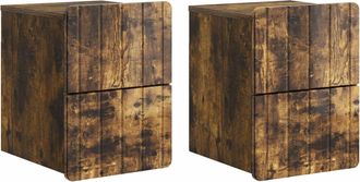 vidaXL Mesita De Noche De Pared 2 Uds. Roble Ahumado 33 X 34,5 X 43 Cm Vidaxl