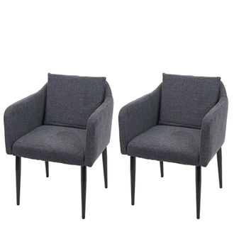 Hhg D&eacute;coshop26 - 2x Sillas De Cocina Comedor En Tela Gris Oscuro Patas De Metal Dise&ntilde;o Moderno 040000420