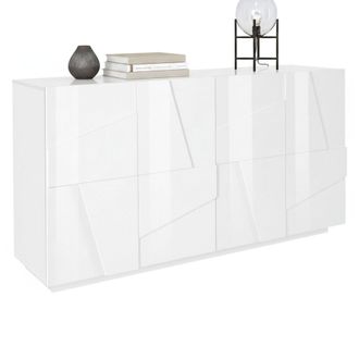 Dmora Aparador Moderno Con 4 Puertas, Made In Italy, Aparador De Cocina, Buffet De Dise&ntilde;o De Sala De Estar, 162x44h86 Cm, Color Blanco Brillante, Con Embala