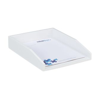 Relaxdays Relaxdays - 2 Bandejas Para Cartas, Apilable, Din A4, Organizador De Oficina, Bamb&uacute;, Blanco