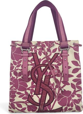 Saint Laurent Purple Canvas Handbag Tote Bag (Pre-Owned)