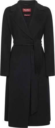 Max Mara Zwarte Wol Zijde Kasjmier Jas - Dames - Jas met riem - Zwart - XS - Wol - Jassen