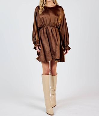 Sadie & Sage Warm Tea Dolman Sleeve Mini Dress In Brown