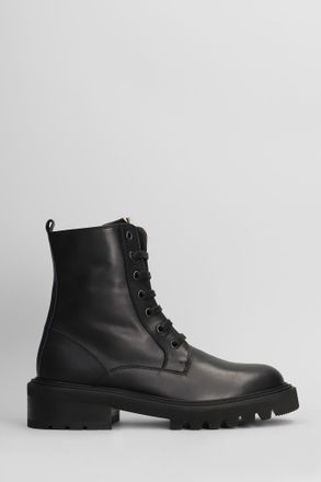 Via Roma 15 Combat Boots In Black Leather
