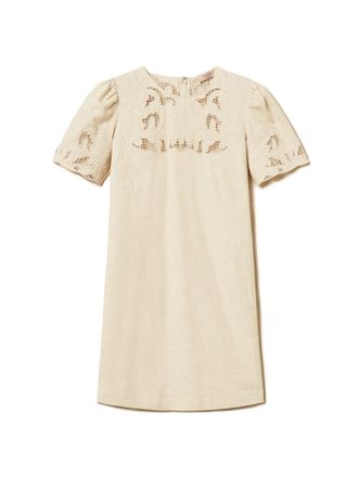 Twin-Set Short Mini Dress with Puffed Sleeves