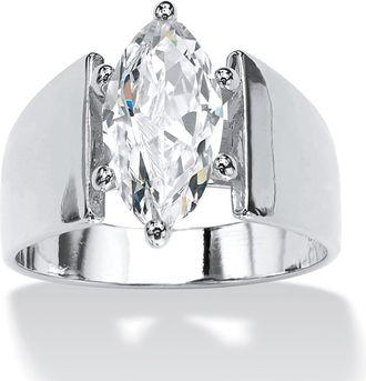 Palm Beach Jewelry 2.48 TCW Marquise-Cut Cubic Zirconia Platinum-Plated Ring