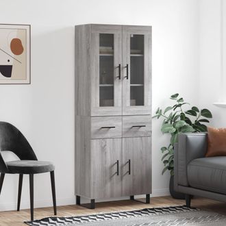 vidaXL Vidaxl - Aparador Alto Madera Contrachapada Gris Sonoma 69,5x34x180 Cm