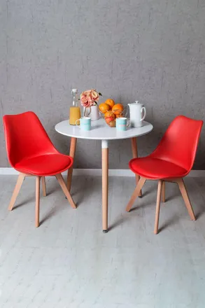Regalos Miguel Regalos Miguel - Descuento Extra - Conjunto Mesa Tower Redonda 80 Cm Blanca Y Pack 2 Sillas Synk Basic - Rojo