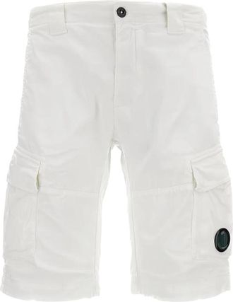 C.P. Company Stretch Sateen Cargo Shorts - Heren - Korte Broeken - Wit - M - Katoen - Korte Broeken