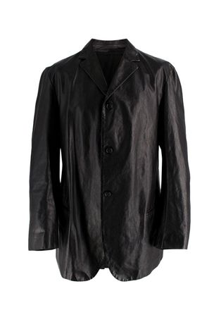Jil Sander Black Single Breasted Leather Blazer Size XL
