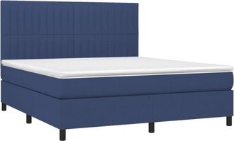 vidaXL Vidaxl - Cama Box Spring Colch&oacute;n Y Luces Led Tela Azul 160x200 Cm