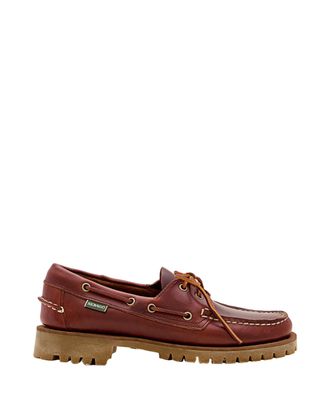 Sebago Hand-Stitched Dark Brown Leather Boat Shoes With Rugged Sole