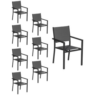 Happy Garden Happy Garden - Juego De 8 Sillas Tapizadas De Aluminio Antracita Textileno Gris