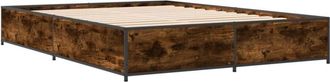 vidaXL Estructura cama madera ingeniería metal roble ahumado 120x200cm Vidaxl