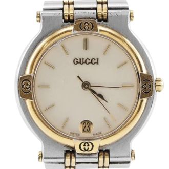 Gucci Pre-owned 9000M Roestvrijstalen Quartz - Heren - Vintage Horloges - Grijs - ONE Size - Vintage