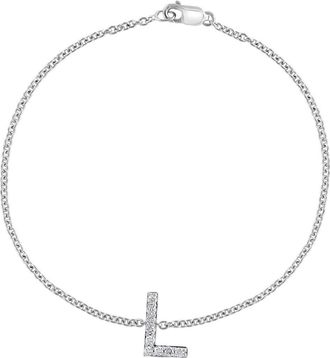 Effy Sterling Silver Diamond Initial Bracelet - 0.15 ctw in Silver/L at Nordstrom Rack