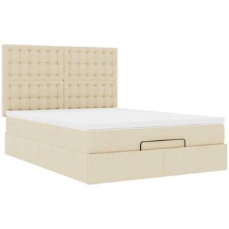 vidaXL Estructura De Cama Otomana Con Colch&oacute;n Tela Crema 140x190cm Vidaxl