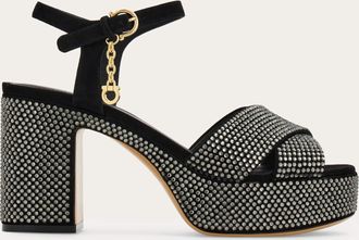 Ferragamo Women Crystal platform sandal Black Size 10.5