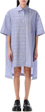 J.W.Anderson Stepped Hem Shirt Dress - Dames - Shirt Kleedjes - Blauw - 3XS - Katoen - Kleedjes