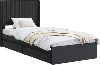 vidaXL Struttura Del Letto Con Stoccaggio E Testata Nero 75 X 190 Cm Vidaxl