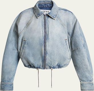 Loewe Balloon Zip-Up Drawstring Denim Jacket
