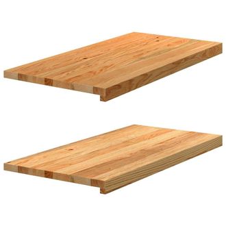 Berkfield Home Window Sills 2 pcs Light Brown 80x40x2 cm Solid Wood Oak | Size: Medium