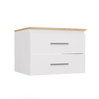 Topeshop Nel 60 Mueble Bajo Lavabo, Ba&ntilde;o, Blanco / Roble Artisan, Suspendido, 2 Cajones
